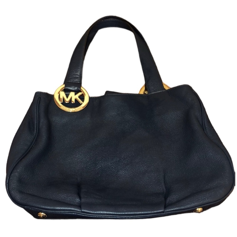 Michael Kors Fulton Navy Blue Leather Shoulder Bag
